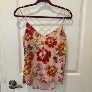 Women's sleeveless blouse pink with flowers Express size S